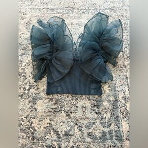 Zara Teal Ruffled Women's Blouse